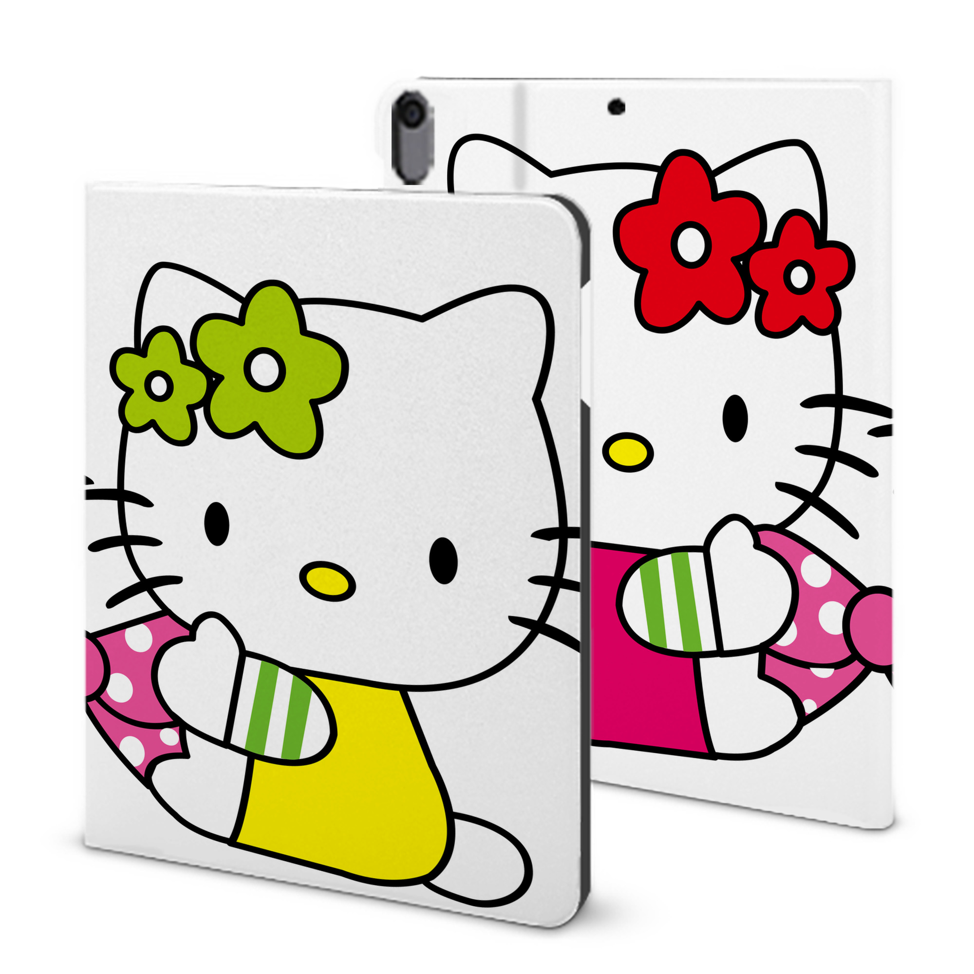 （画像用） Hello Kitty ハローキティ IPad ケース ブック型 PUレザー TPU 耐衝撃 軽量 薄型 ペン収納なし 全面保護 IPad 各モデル対応